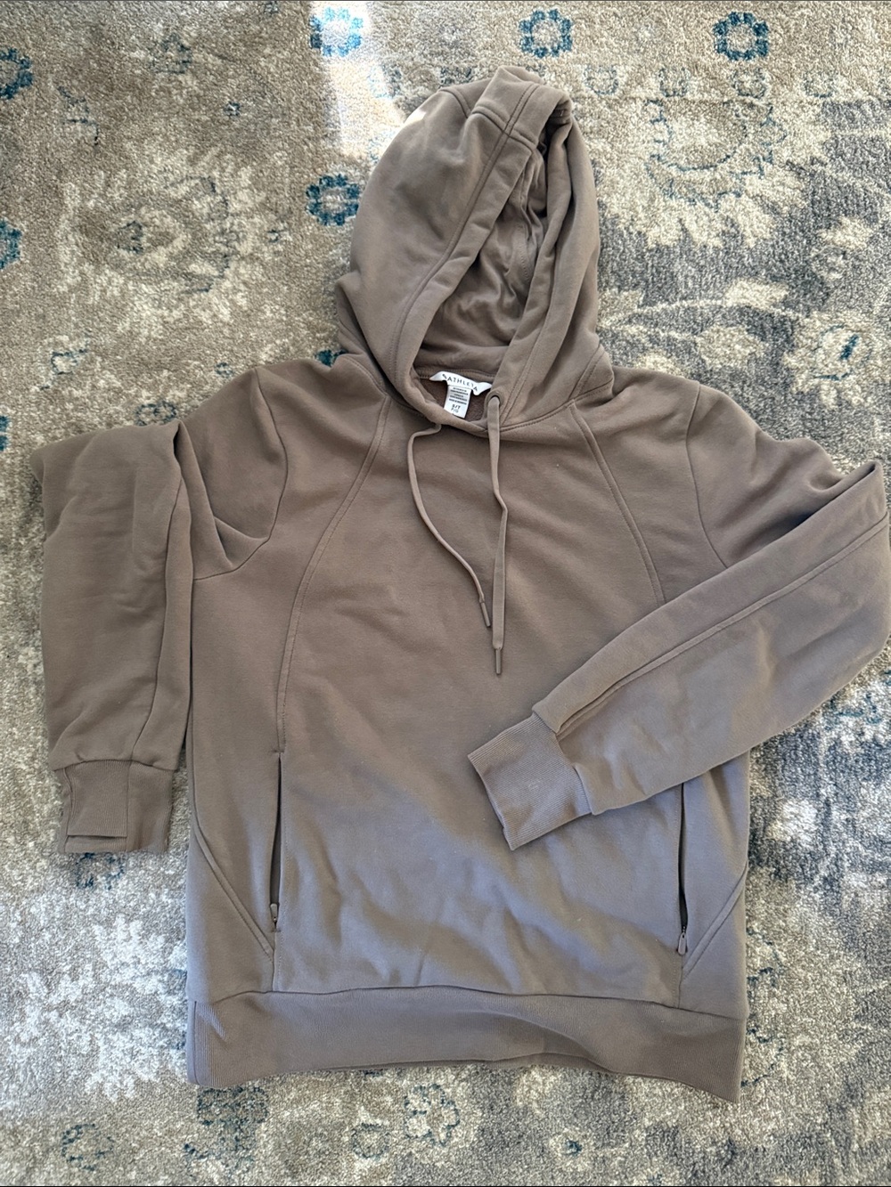Athleta Taupe Hoodie Pullover Sweatshirt